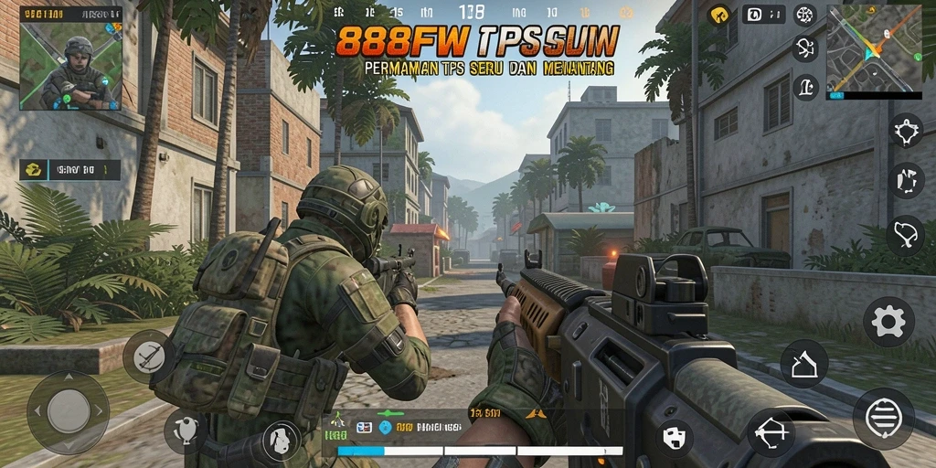 Tangkapan layar menunjukkan aksi intens dalam permainan TPS 888FW.