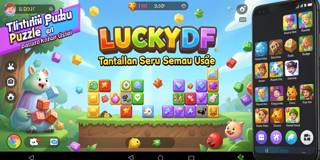 Tampilan gameplay LUCKYDF dengan berbagai teka-teki yang menantang.