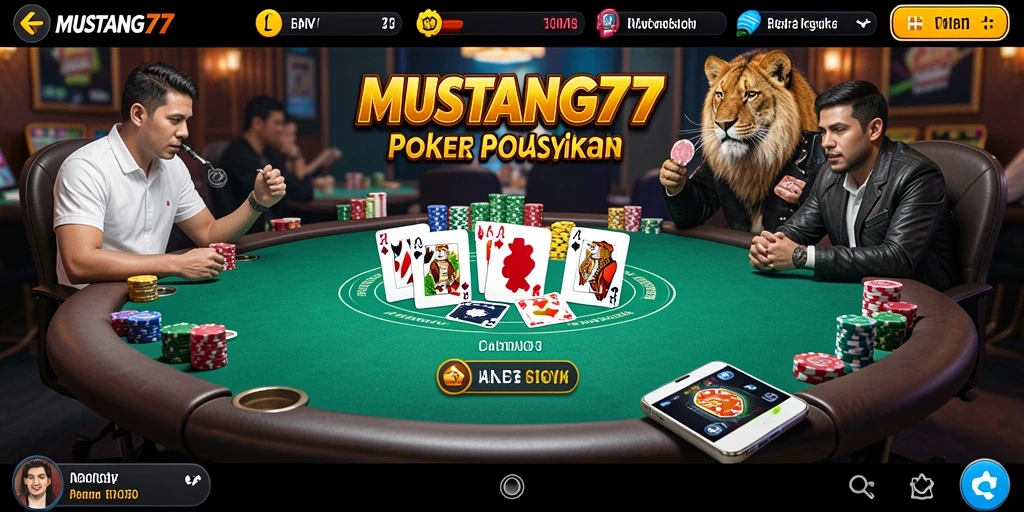 Tampilan menarik dari gameplay poker MUSTANG77.