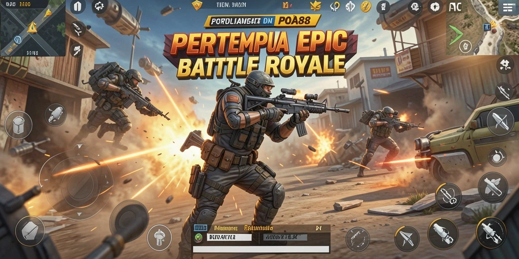 Tampilan gameplay intens dalam pertempuran Battle Royale di POA88.